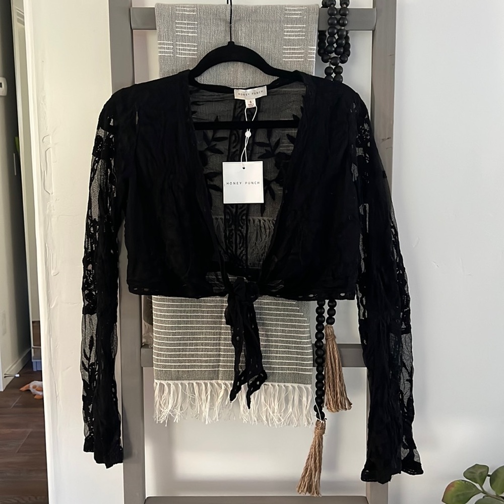 Lace tie crop top
